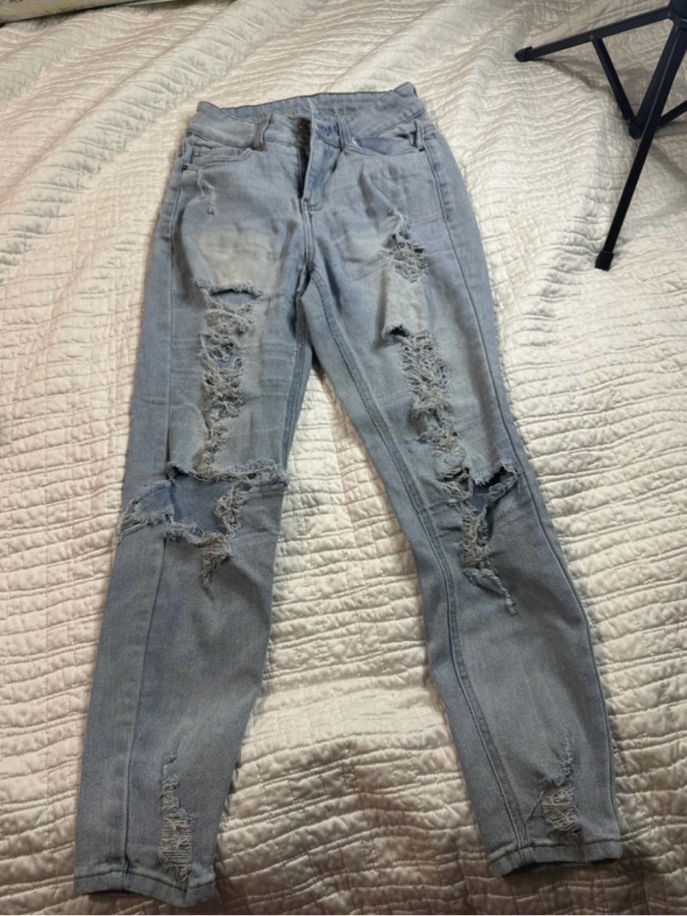 Vanilla Star Light Blue Ripped Skinny Jeans